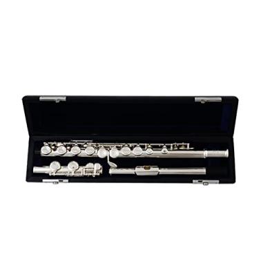 Imagem de Flauta 16 furos abertos e fechados flauta dupla finalidade flauta banhado a prata cobre branco tom C flauta (cor: furo fechado)