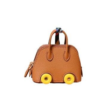 Imagem de Chaveiro feminino mini bolsa de mão, bolsa fofa porta-moedas, chaveiro, carteira de couro PU, Amarelo, 3.54*2.36*3.94inch