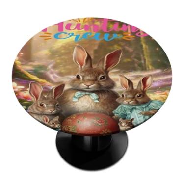 Imagem de hongjinglin Toalha de mesa redonda com borda elástica de Páscoa, toalha de mesa redonda limpável para ambientes internos e externos, pátio, jantar, cozinha, festival, decoração para mesas de 114 a 127