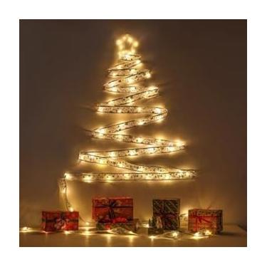 Imagem de Fitas LED de Fio Pisca Pisca para Decoração Árvores de Natal Festa Casamentos 5 Metro 10 Metro(5 Metro Dourado)