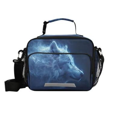 Imagem de Blueangle Lancheira com isolamento de lobo branco para mulheres e homens - bolsa térmica à prova de vazamento com alça de ombro ajustável, lancheira reutilizável para trabalho, piquenique (415)