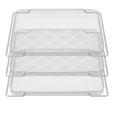 Imagem de ZFLYCANP Rack de resfriamento de 3 peças, rack de cozinha de aço inoxidável, rack de forno de malha de metal de 42 cm x 29 cm para assar, grelhar, secar para forno e máquina de lavar louça, resistente