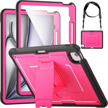 Imagem de Miimall Capa para iPad Air de 13 polegadas M3 2025/ M2 2024, capa protetora de tela resistente, com alça rígida no ombro, suporte para lápis, policarbonato macio + PET resistente para iPad Air 13