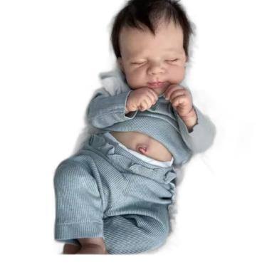 Imagem de Bebê Reborn Menina, Dormindo, Recém Nascido, Cabelo Fio A Fio Implantado