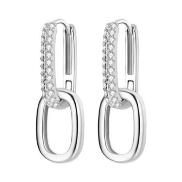 Imagem de Brinco de argola de prata 925 para mulheres pendientes lua sol brincos