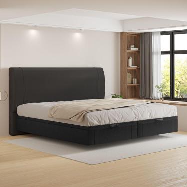 Imagem de Cama Baú Flutuante Space King Size Couro Ecológico Pu - Skybox Cor Pu Preto