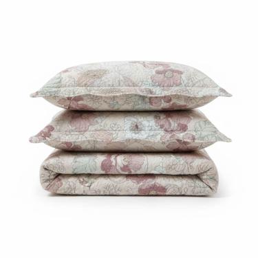 Imagem de Kit Cobre Leito Colcha Magnus Queen 3 Peças Dupla Face Estampado Floral - Vintage - 100% Poliéster