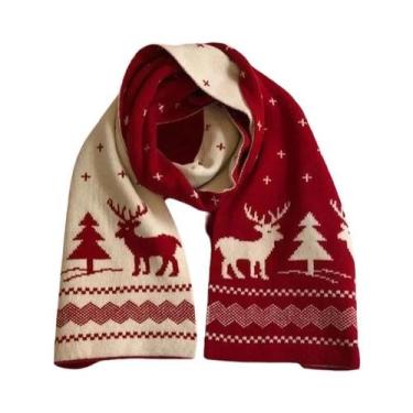 Imagem de Cachecol De Lã Dupla Face Unissex Quente De Inverno Com Estampa De Cer