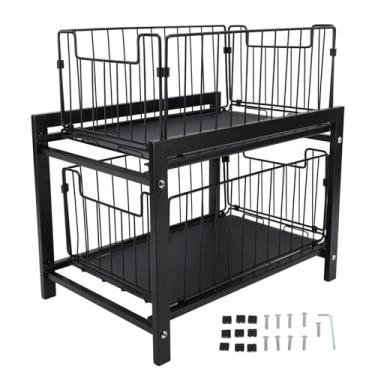 Imagem de MUNEFE Organizador sob pia, organizador de gaveta de cesta deslizante de 2 camadas, prateleira removível de armazenamento de bancada de rack de 2 camadas para armário de banheiro