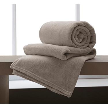 Imagem de Manta Casal de Microfibra Flannel Home Design Bege 180x220 cm - Corttex