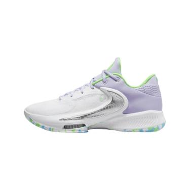Imagem de Nike Tênis de basquete Zoom Freak 4 (DJ6149-101, branco/preto/verde estádio/roxo oxigênio), Branco/preto/verde estádio/roxo oxigênio, 41