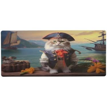 Imagem de Wassud Gato pirata (3) mouse pad organizador de mesa de jogos grande teclado de computador tapete de mouse pad material de escritório 80 cm x 30 cm