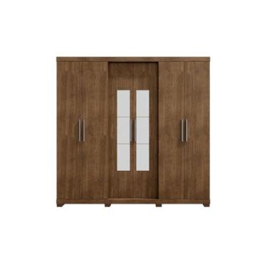 Imagem de Guarda Roupa Barcelos Casal 6 Portas e 4 Gavetas Com Espelho Malbec EdeCasaMoveis