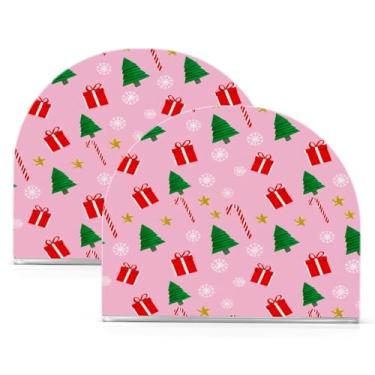 Imagem de Wassud Árvores de Natal e presentes porta-guardanapos de acrílico para mesa, dispensador de guardanapos de papel moderno, cozinha, sala de jantar, bancada 2 peças (comporta 50-60 guardanapos)