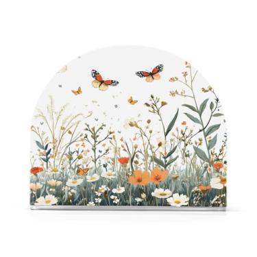 Imagem de Qilmy Porta-guardanapos para mesas de flores silvestres e borboletas – Porta-guardanapos para cozinha, porta-guardanapos de mesa, porta-guardanapos de coquetel, porta-guardanapos de papel281