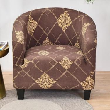 Imagem de Capas de cadeira estampadas redondas, capa de poltrona elástica, protetor de móveis removível, com fundo elástico para cafeterias, bares e quartos de hóspedes - Tipo 06||Meio círculo único 65-90 cm