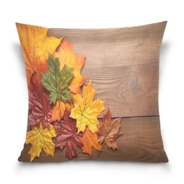 Imagem de Burbuja Capas de almofada de folhas de bordo em madeira para sofá, sofá, sala de estar, quarto, capa de almofada de veludo macio, decoração de casa, 51 x 50 cm