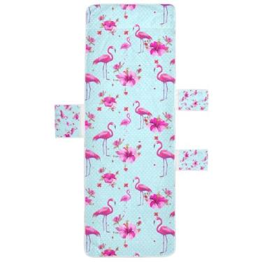Imagem de STAYTOP Capa de toalha de espreguiçadeira, linda capa de espreguiçadeira macia flamingo, capas de cadeira de praia com bolsos para jardim ao ar livre, pátio, pátio, banhos de sol, gramado, 215 x 76 cm