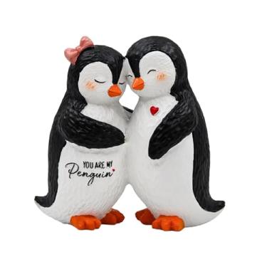Imagem de XLWLLNJ Estátua de Casal de Pinguins, Arte Artesanal, Presente de Casamento para Casa, Armário Ou Estante.