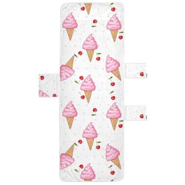 Imagem de Burbuja Cones de sorvete cerejas toalha de cadeira de praia com bolsos, capa de cadeira macia e absorvente toalha de piscina de microfibra de secagem rápida para praia banho de sol jardim hotel, 76 x
