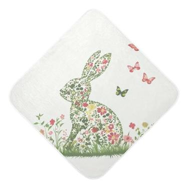 Imagem de Burbuja Toalha de banho para bebê coelhinho da Páscoa - Toalha com capuz de musselina macia e absorvente para recém-nascidos e bebês, 89 x 89 cm