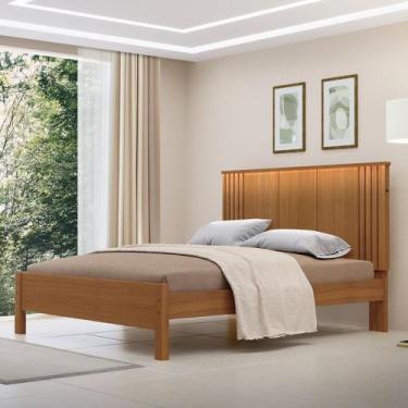Imagem de Cama de Casal 100% Mdf com Led 123cm X 175cm Duo - Móveis Fazzio