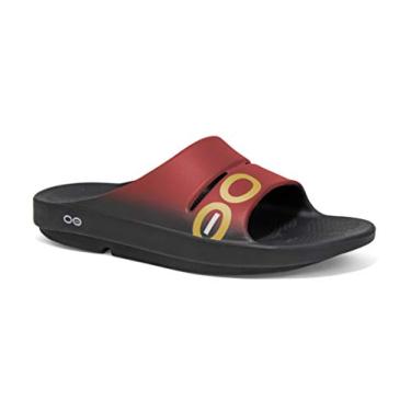 Imagem de OOFOS Calçado unissex OOcloog leve de recuperação – reduz o estresse nos pés, articulações e costas – lavável na máquina, Preto/Cardeal, 10 Women/8 Men