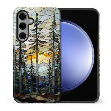Imagem de Flivro Capa para Samsung Galaxy S25 FE, 2 em 1 PC, capa rígida de silicone, amortecedor interno, antiarranhões, à prova de impacto, design fino, montanhas pôr do sol
