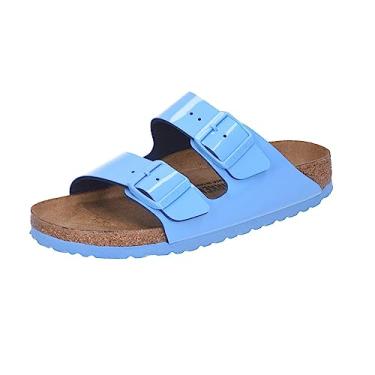 Imagem de Birkenstock Arizona SFB Mules/Clogs Tênis feminino dourado, Azul celeste 1024105, 5-5.5