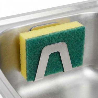 Imagem de Suporte Porta Esponja Bucha Com Ventosa Para Pia em Aço Inox Premium -