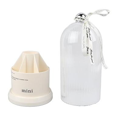 Imagem de Eujgoov Suporte Giratório de Armazenamento de Pincel de Maquiagem Com Tampa Transparente, Organizador de Cosméticos Giratório de 360 ​​graus para Pincéis, Canetas, Delineadores, Toucador de Mesa,