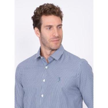 Imagem de Camisa Aleatory Listrada Manga Longa Equal Azul-Masculino