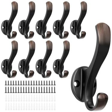 Imagem de Ruiziiz Ganchos para casaco resistentes – Ganchos de toalha de metal fáceis de instalar, ganchos de parede rosqueados para pendurar chapéu, toalha, chave, roupão, cachecol, bolsa, boné (10 peças retrô