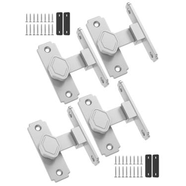 Imagem de Mixizigoz Fechadura de porta de celeiro de 90 graus, fechadura de porta deslizante de liga de alumínio resistente, trava de portão de segurança doméstica adequada para celeiro, banheiro, jardim, cerca