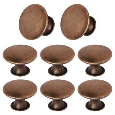 Imagem de Moicstiy Puxadores de puxador de armário de cozinha de bronze vermelho antigo, puxadores de gaveta redondos vintage de 30 mm para cômoda, armário, banheiro, cozinha, armário