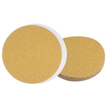 Imagem de Kozelo 10 unidades de discos de lixa PSA - [grão de 20 cm x 101.2 cm] Discos de lixa dourados autoadesivos sem furo para uso de pintura automotiva de carro, óxido de alumínio, zircônia, redondo