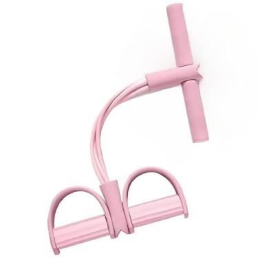 Imagem de Extensor Tensão Forte Faixa Elástica 2 Elásticos Exercícios Treino Academia Ginástica aparelho abdominal elástico para exercício(Rosa)