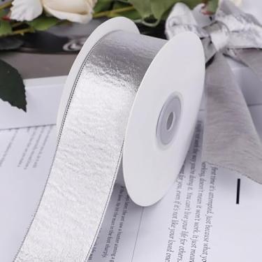 Imagem de Fita de cetim de cor sólida de 10 jardas 3,8 cm de largura, fita dupla face brilhante, laço de cetim metálico, acessórios de cabelo para casamento, embrulho de presente DIY
