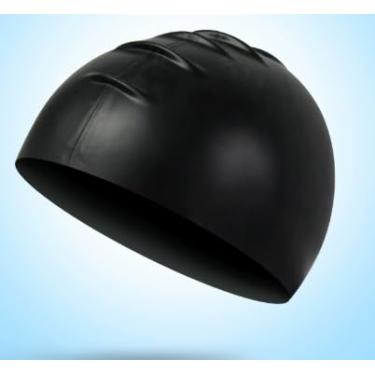 Imagem de Toucas de natação para cabelos longos, toucas de natação de silicone duráveis para mulheres, homens, adultos e jovens, fáceis de colocar e tirar