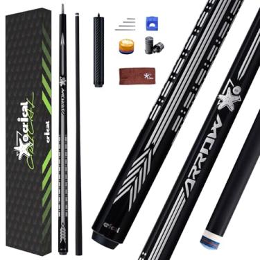 Imagem de CRICAL Taco de sinuca de fibra de carbono - Taça de sinuca profissional de baixa deflexão de 147 cm com eixo cônico profissional, aderência 3D sem envoltório, ponta de 12,5 mm e bastão de bilhar de