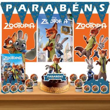 Imagem de Kit só um bolinho decoração Zootoopia Aniversário festa em casa, topo 