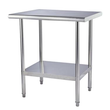 Imagem de LOERSS Mesa de trabalho comercial resistente, mesa de metal de cozinha comercial, mesa de preparação de trabalho, mesa de trabalho de aço inoxidável, mesa de preparação de alimentos, mesa de aço