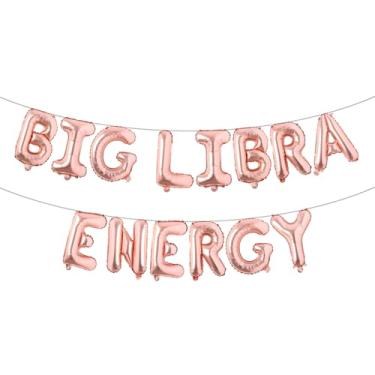 Imagem de Balões de letras - BIG LIBRA ENERGY 40,6 cm letras do alfabeto folha balão Mylar Setembro ou Outubro aniversário festa balão banner (BIG LIBRA ENERGY ouro rosa)