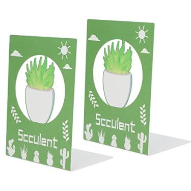 Imagem de ZJchao Estante de Livros de Metal Antiderrapante, Estável, Rolha de Livros, Resistente à Ferrugem, Organizador de Mesa para Casa, Escritório, Escola, Biblioteca, Ferro, 2 Peças, 6,0 (Suculenta)