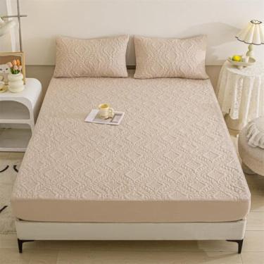 Imagem de Lençol com elástico alto, lençol de cama, protetor de colchão coleção de hotel, ultramacio e lavável, para sofás e colchões ajustáveis - cáqui | 200 x 220 cm