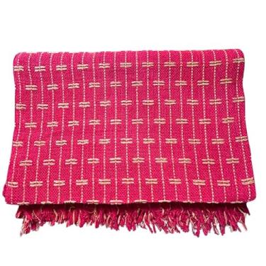 Imagem de Manta Tijolinho 100% Algodão 2,2x1,5m - Conjunto Decorativo para Cama e Sofá, Macia, Lavável e Multiuso(Vermelho com Caramelo)