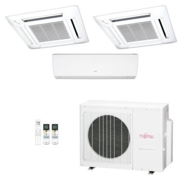 Imagem de Ar-Condicionado Multi Split Inverter Fujitsu 23.000 (1x Evap HW 7.000 + 1x Evap Cassete 4 Vias 9.000 + 1x Evap Cassete 4 Vias 12.000) Quente/Frio 220V