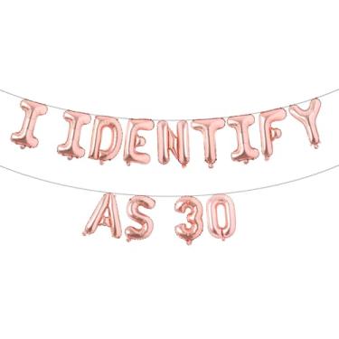 Imagem de Banner divertido de balões com glitter multicolorido, artigos de festa de aniversário, ideias e presentes para adultos de 21, 30, 40, 50, 60, 70, 80 anos (I IDENTIFY AS 30 ouro rosa)