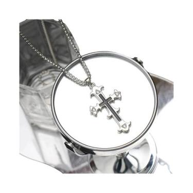 Imagem de Colar Com Pingente De Cruz De Diamante Chrome Heart Em Aço Titânio, Jo