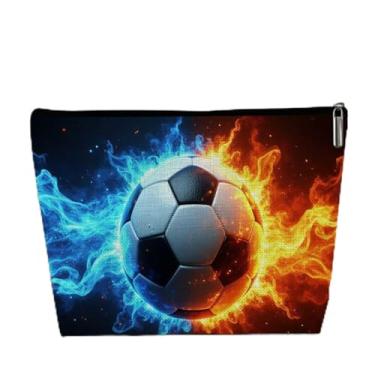 Imagem de Bolsa de maquiagem pequena de futebol, bolsas de cosméticos para fãs de esportes, bolsas de higiene pessoal, bolsa de maquiagem de grande capacidade para mulheres, presentes de aniversário para
